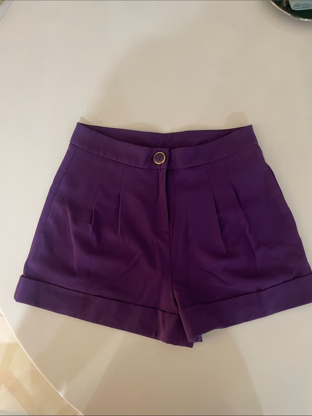 Forever 21 Exclusive Purple High-Waist Pleated Women's Shorts